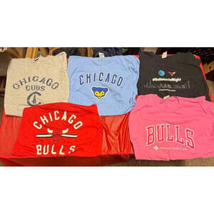 Chicago Cubs &‎ Bulls T-Shirt Lot of 6 Size L/XL MLB NBA Sports